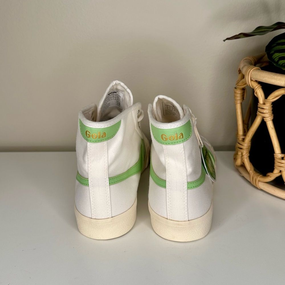 NWT Gola® Tennis Mark Cox High-Top Vegan Sneakers White Green Canvas Shoes Sz 7 - Picture 5 of 12